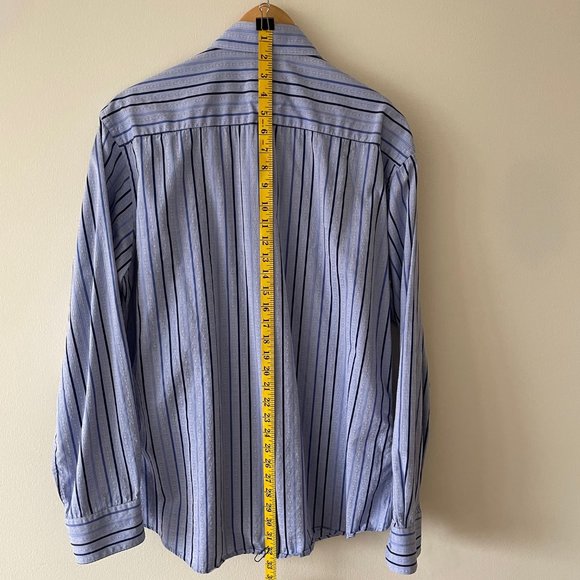 Bugatchi Shirt - Blue Pin Stripe - X-Large - Shaped Fit - Picture 3 of 5